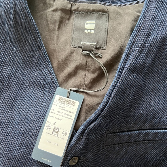 G-Star Denim Waistcoat Small Rinsed Indigo Calvary Denim 180 Retail - Picture 6 of 6